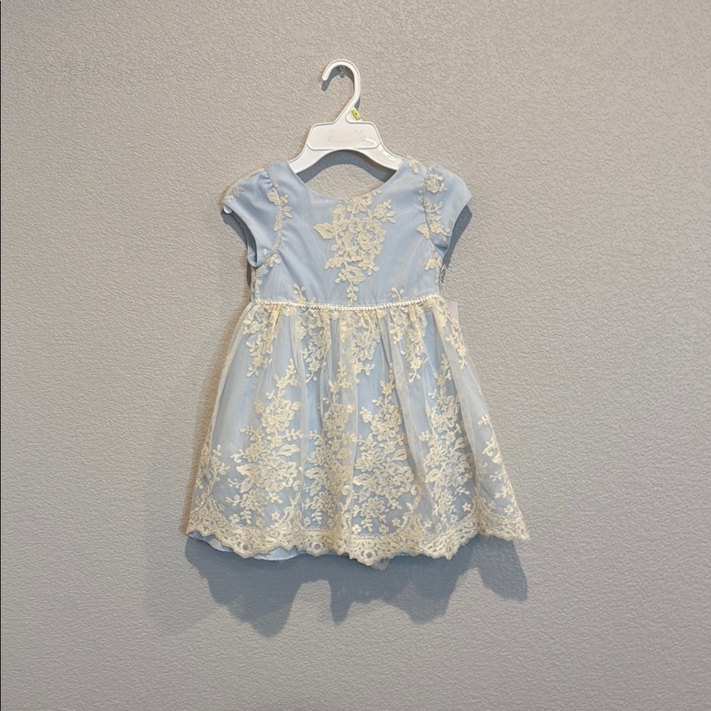 Elegant Blue and Cream Kids Dress